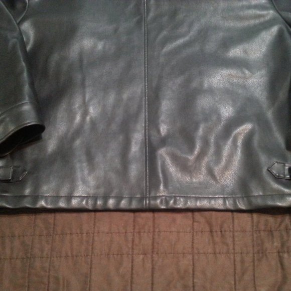 Vintage Vegan Leather Faux Heavy Bomber Aviator Jacket Motorcycle Biker - Picture 7 of 7